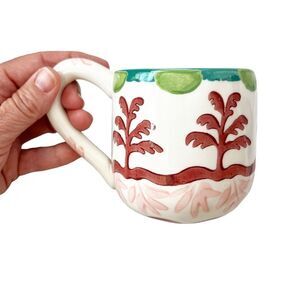 Anthropologie Agata 11.5 oz Mug Green Motif NIB